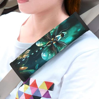 Glitter Dragonfly 2 Pcs Car Seat Belt Covers Soft Safety Aotomotive Seat Belt Pads Seatbelt Backpack Shoulder Strap Covers Cushion for Vehicle Cars
