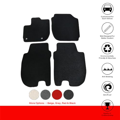 Floor Mat Compatible with 2015-2020 Honda Fit, Factory Fitment Floor Mats Carpet Front & Rear Black 4PC Nylon by IKON MOTORSPORTS, 2016 2017 2018 2019