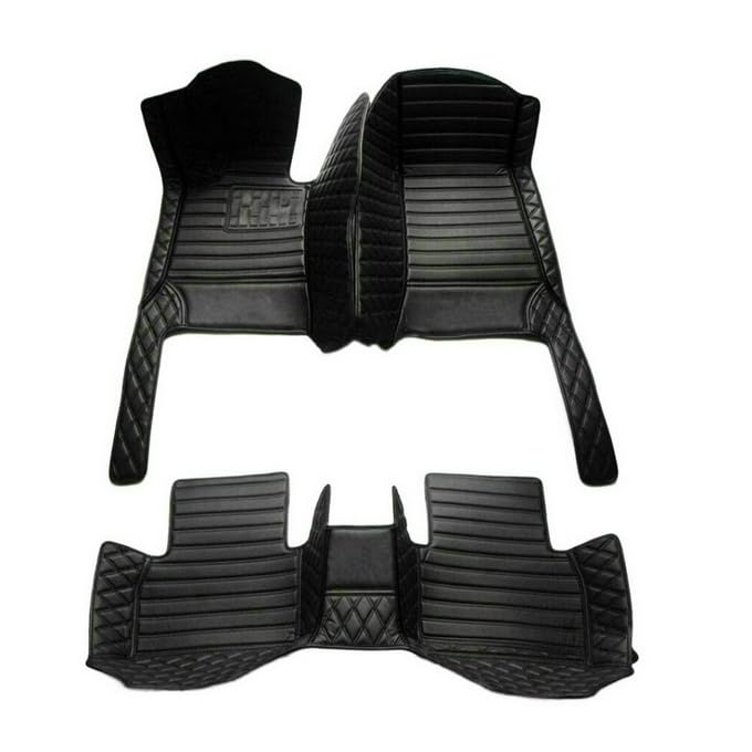 Customized Personalized Car Mats - All Weather Men's and Women's Floor mats Suitable for 99% of vehiclesPads Protection Non-Slip Leather Floor Liners (Black Stitching) - color: Black stitching 1