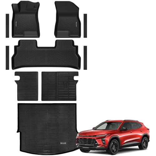 Floor Mats & Cargo Liner & Backrest Mat for 2024 2025 2026 Chevrolet/Chevy Trax All Weather Protection TPE Rubber Full Set Automotive Floor Liners Accessories, Odorless Anti-Slip, Black - size: Full Set Mats for 2024 2025 2026 chevy trax