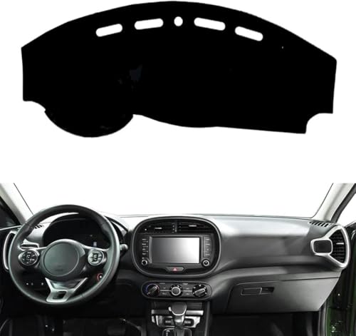 Car Dashboard Cover Mat for Kia Soul 2019-2024 Black Anti-Slip Pad Interior Accessories - color: Lhd Black Border