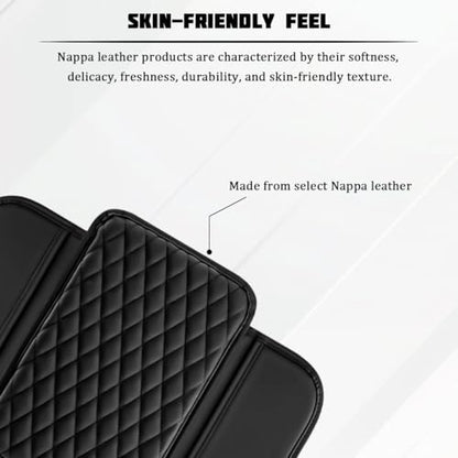 Car Armrest Cushion Pad, Leather Vehicle Center Console Cover with 2 Storage Bags, Non-Slip Automotive Interior Arm Rest Seat Box Cover Accessories, Universal for SUV RV Sedan (Black)