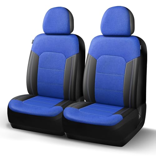 HChengkikz Car Seat Covers Front Seat, Air Mesh and Faux Leather Car Seat Covers, Airbag Compatible Car Seat Covers, Automotive Comfort Protection Universal for Most Cars, Trucks, SUVs (Black Blue) - color: N812 Black Blue, size: Front Seat