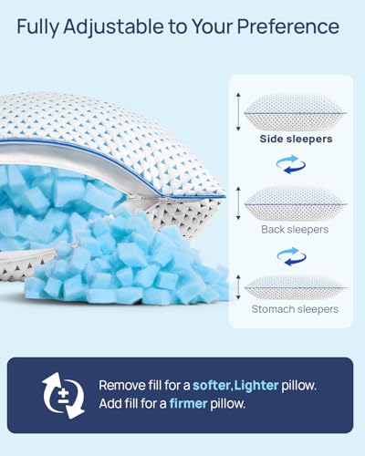 Small Cooling Memory Foam Travel Pillows for Airplanes Sleeping, Compressible Camping Pillow, Mini Adjustable Shredded Foam Bed Pillow for Medium Firm Neck Knee Lumbar Support, Ideal Car, Backpacking - size: S - 16 x 12 Inch
