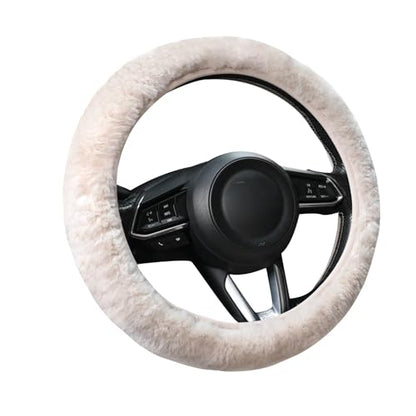 AEGIS Cover Sheepskin Steering Wheel Cover Premium Luxury AUS Genuine Merino Wool All-Season Non-Slip for Cars Fits 14.5-15.5" Wheels (Sand) - color: sandstone