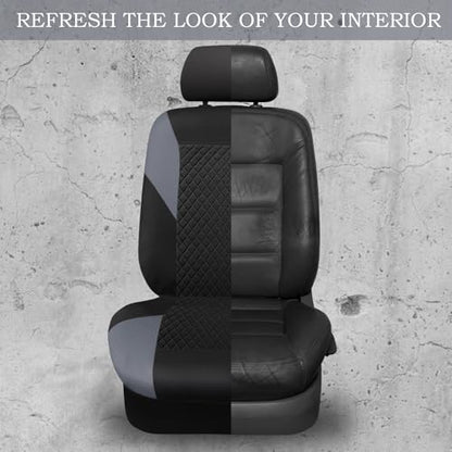 CAR PASS Ultrasonic Embossing Cloth Universal Seat Covers-Breathable Car Seat Cover with 5mm Composite Sponge Inside,Airbag Compatible,2zipper Bench for Sedan,SUV,Truck(Black and Gray,Full Set) - color: Black and Gray