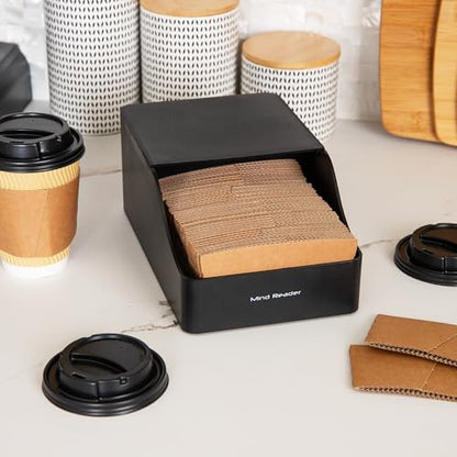 Mind Reader Hot Cup Sleeve Dispenser, Coffee Bar Accessories, Coffee Station, Kitchen Org, 5.91"L x 9.65"W x 3.94"H, Black