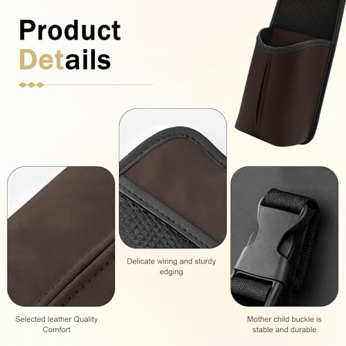 Car Tissue Holder, Car Leather Seat Side Hanging Storage Bag, Waterproof Multifunctional Hanging Card Cup Holder Storage Bag with Mesh Net, Universal for Most Cars (Brown) - color: Brown