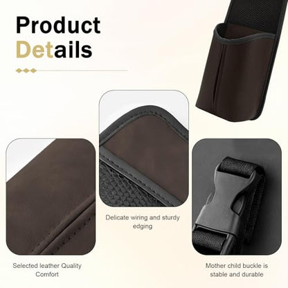 Car Tissue Holder, Car Leather Seat Side Hanging Storage Bag, Waterproof Multifunctional Hanging Card Cup Holder Storage Bag with Mesh Net, Universal for Most Cars (Brown) - color: Brown