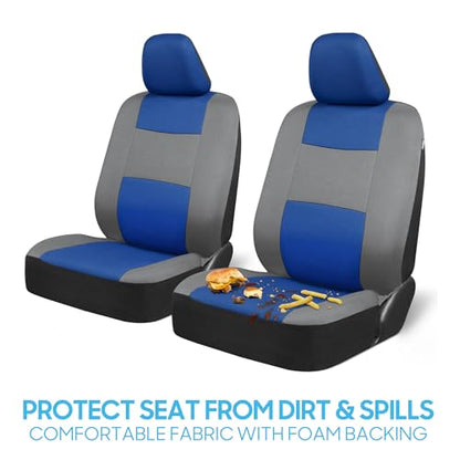 BDK PolyPro Car Seat Covers Full Set in Blue & Gray – Front and Rear Split Bench Seat Covers for Cars, Easy to Install Car Seat Cover Set, Car Accessories for Auto Trucks Van SUV - color: Blue & Gray