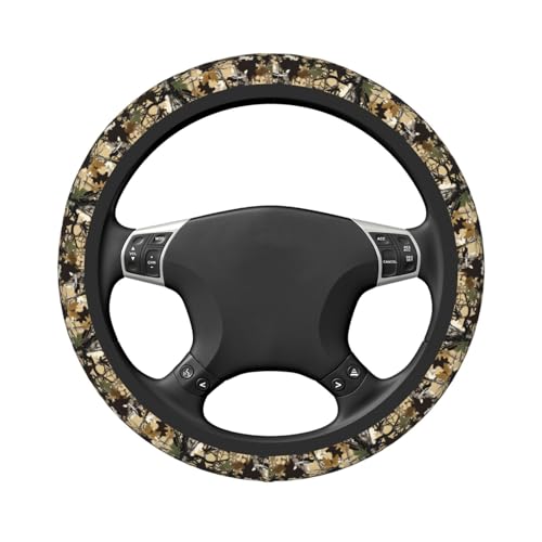 Forest Camo Neoprene Steering Wheel Cover Anti-Slip Elastic Comouflage Tree Hunting Steering Wheel Protective Cover 15in Universal Car Accessories Fit Cars, SUVs, Auto - color: Forest Camo