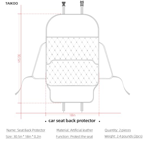 TAIKOO Seat Back Protector,Shields Seat Backs from Kicks and Adds Storage | kick mats back seat protector easy to install and clean, well-crafted, sturdy, durable and stylish.2 Pack - color: Style A-Beige