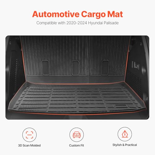 VEVOR Cargo Mats Compatible Tahoe & GMC Yukon 2021-2024, Custom Fit TPE Cargo Liner Set for SUVs, Trunk and Rear Back Seat Protector Replacement, Trunk Mat and Backrest Mats - style: Tahoe/GMC Yukon 2021-2024