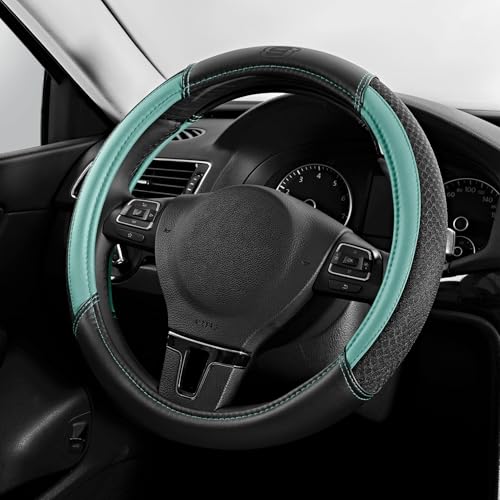 Skechers Air-Cooled Steering Wheel Cover,Air Cool Mesh Leather Car Steering Wheel Cover Universal Fit 14" 1/2-15" Car Wheel Protector for Men Women Fit Suvs,Vans,Sedans,Car,Trucks,Mint - color: Mint