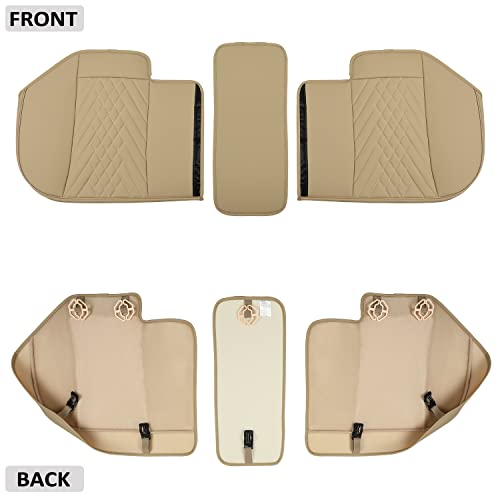 GIANT PANDA Premium PU Leather Rear Car Seat Cover Protector, Luxury Adjustable Anti-Slip Bottom Bench Seat Cover (50~55.5''),Fits 90% of Vehicles, Back Seat Cover, Beige
