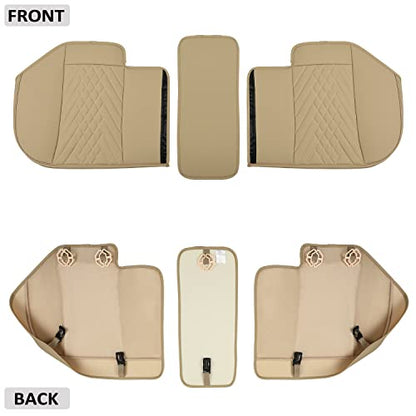 GIANT PANDA Premium PU Leather Rear Car Seat Cover Protector, Luxury Adjustable Anti-Slip Bottom Bench Seat Cover (50~55.5''),Fits 90% of Vehicles, Back Seat Cover, Beige