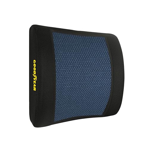 Goodyear Ergonomic Lumbar Support Pillow – Gel-Infused Cushion for Office Chairs and Car Seats, Premium Lower Back Support for Pain Relief and All-Day Comfort - Black