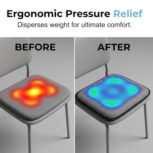 Gel Seat Cushion for Long Sitting, Cooling Seat Cushion, Breathable Honeycomb Design Absorbs Pressure Points Chair Pad for Office Chair, Wheelchair, Car & Truck (1)