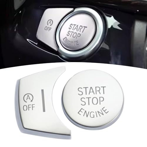 Silver Start Stop Button Cover Compatible with BMW X3 F25 2011-2016,X4 F26 2014-2016,X5 F15 2014-2018,X6 F16 2015-2018,Engine Switch Button Trim Cover Compatible with BMW Accessories - color: Silver Start Cover(For X5 X6)