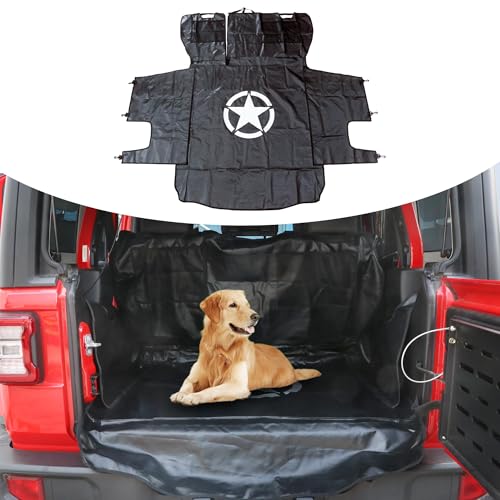 Dog Cargo Liner for Jeep, Pet Cargo Trunk Liner Mat Cover for 2007-2025 2026 Jeep Wrangler Accessories JK JL Unlimited 4 Door, Waterproof Oxford, Star