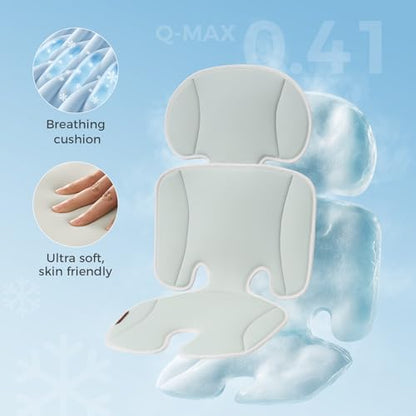 Momcozy Stroller Cooling Pad | Universal Soft Cooler Pad, Breathable & Adjustable Seat Liner | Detachable 2-Piece Cooling Cushion | Fits Strollers, Crib, High Chair, Swing - color: Light Gray