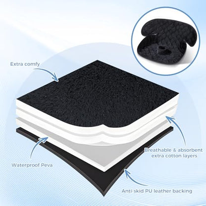 2 Pack Waterproof Piddle Pads, Potty Training Car Seat Protector & Reusable Liner – Non-Slip, Leak-Proof Cover for Car Seats, Strollers, High Chairs, Machine Washable (Black)