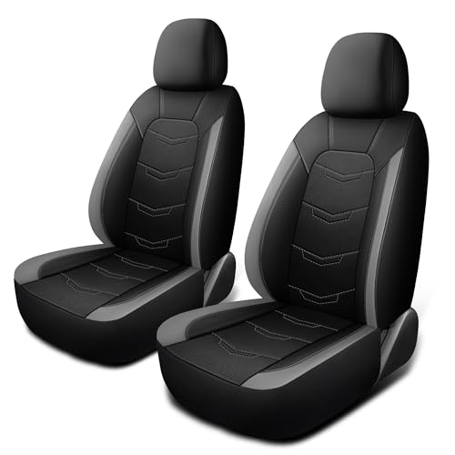 HChengkikz Car Seat Cover, Sport and Breathable Seat Covers, Anti-Slip Universal Fit Automotive for Cars Sedan SUV and Truck (2 Pieces, Front Seat, Black+Grey) - color: N2 Black Gray, size: Front Seat