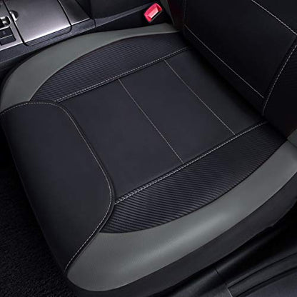 Flying Banner car seat Covers Faux Leather Waterproof Easy Clean Easy Installation (Gray Black, 2 Fronts) - color: Gray Black