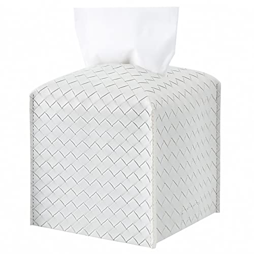 Tissue Box Cover PU Leather Tissue Holder Square Facial Tissue Case Facial Paper Organizer Dispenser for Bathroom, Vanity Countertop, Tabletop, Car, Misty Gray - color: Misty Gray, size: square