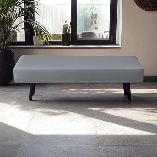 FUANGUI PU Waterproof Bench Cover, Stretch Dining Bench Cover for bedrooms, Living Rooms, Kitchens, Protector Chair Bench Piano Bench Seat Covers Stool Slipcover Removable, Washable - Grey - color: Pu Grey