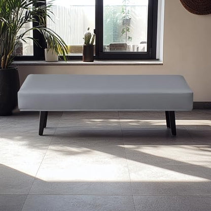 FUANGUI PU Waterproof Bench Cover, Stretch Dining Bench Cover for bedrooms, Living Rooms, Kitchens, Protector Chair Bench Piano Bench Seat Covers Stool Slipcover Removable, Washable - Grey - color: Pu Grey