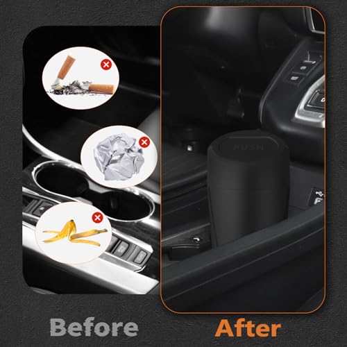 Car Trash Can with Lid-2Pack, Leakproof Garbage Can with 80 Attached Trash Bags, Mini Essential Car Accessories for Interior for Car, Home, Office（Black） - color: 2Pack Black