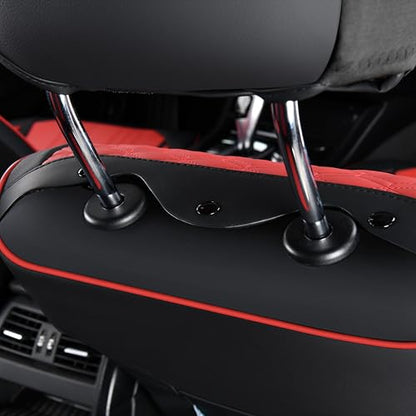 Leather Front Seat Covers Red Car Seat Cover Breathable Waterproof Seat Cover for Cars Automotive Seat Covers 2 Front Seats Protector Universal Fit for Most Car Truck SUV, Black&Red