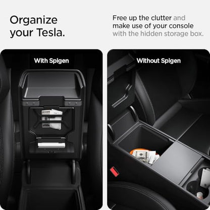 Spigen One-Tap Hidden Storage Box for Tesla Model Y Juniper (Standard, Premium & Performance 2026/2025) and Model 3 Highland (Standard, Premium & Performance 2026/25/24) - size: Hidden Storage Box