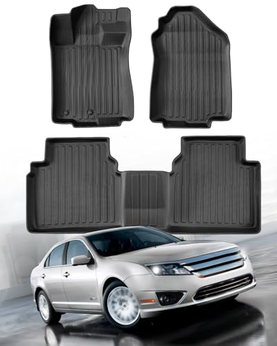 All Weather Floor Mats for Ford Fusion 2010 2011 2012, Custom Fit for Front 2nd Backseat Row Liners for Lincoln MKZ, TPE Heavy Duty Non-Slip Odorless Black Car Accessories for Mercury Milan 2010-2011