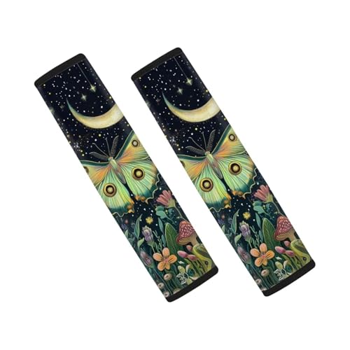 Dolyues Butterfly Moon Seat Belt Cover Pad Women Seatbelt Covers Lightweight Covers for Shoulder Strap for Cars Trendy Car Decorations 2pcs - color: Butterfly Moon