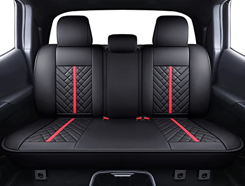 Tomatoman Tacoma Seat Covers Compatible with Toyota Tacoma 2005-2024 2025 2026 Truck Access Crew Double Extended Cab TRD Sport Offroad Limited SR5 V6 Airbag Compatible Car Cushions(Full Set/Black-Red) - color: Full Set/Black-Red