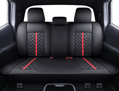 Tomatoman Tacoma Seat Covers Compatible with Toyota Tacoma 2005-2024 2025 2026 Truck Access Crew Double Extended Cab TRD Sport Offroad Limited SR5 V6 Airbag Compatible Car Cushions(Full Set/Black-Red) - color: Full Set/Black-Red