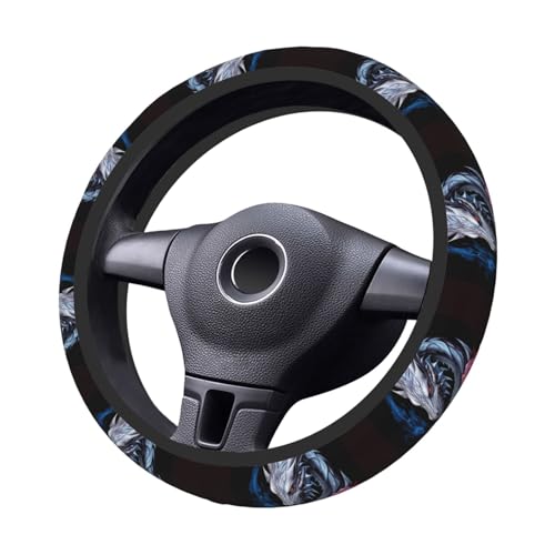 Dragon and Rose Steering Wheel Covers,Anti Slip Sweat Absorption Elasticity Car Accessories Steering Wheel Protector Universal 15 Inch for SUV Sedan Vans Trucks - color: 16