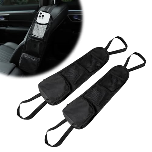 2PCS Car Seat Side Organizer, Front Seat Storage Hanging Bag Mesh Pocket Stuff Holder, Multi-Pocket Vehicle Storage Net Organizer for Drink Glasses Phone Wallet, Car Accessories - color: 2pcs