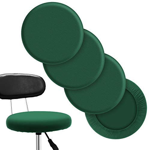 Tatuo Round Bar Stool Seat Covers Washable Stool Cushion Slipcover Elastic Bar Chair Covers for 14-17 Inch Chair (Green, 4 Pieces) - color: Green
