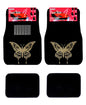 Universal Fit Car Truck Front/Rear 4-Piece Full Set Crystal Bling Rhinestone Design Studded Black Carpet Floor Mats (Gold Butterfly/Black) - color: Gold Butterfly/Black