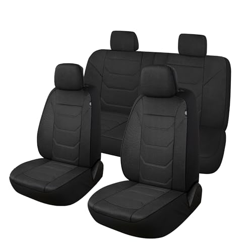Pariiaotin 3D Air Mesh Car Seat Cover Full Sets Washable and Breathable Premium Cloth Automotive Vehicle Seat Covers for Cars Interior, Universal Fit for Most Cars, Sedan, Truck, SUV(Black) - color: Black, size: Full Set
