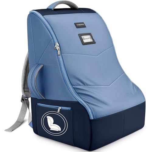 YOREPEK Carseat Travel Bag for Airplane, Heavy Duty Carseat Bags for Air Travel with Wear-Resistant Bottom, Adjustable Shoulder Straps, Padded Car Seat Travel Bag for Gate Check, Blue - color: Blue