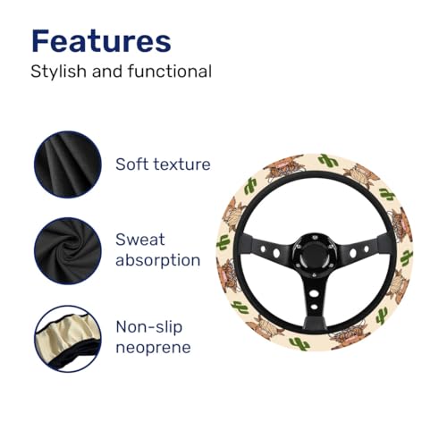 GENANY Cute Highland Cow Steering Wheel Cover, Non Slip Polyester Car Wheel Protector for Car SUV Truck, Universal 15 Inch - color: Cute Highland Cow