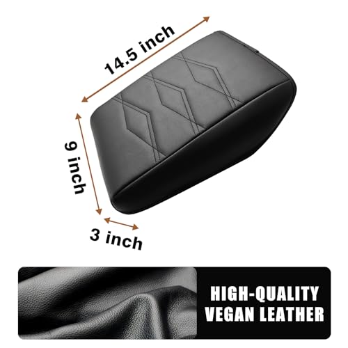 Center Console Armrest Cover Fit for Volkswagen Atlas & Cross Sport 2024-2026 Accessories, Comfort Armrest Pad Console Lid Cushion Vegan Leather Regular Thick (V1_Black) - size: 20) 24+ |Atlas| V1 Black, Regular