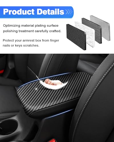 Autorder Center Console Cover for Kia Forte 2019-2024 Accessories Carbon Fiber Armrest Cover Anti-Scratch Middle Console Pad Leather Armrest Protector - size: 2019-2024 Kia Forte