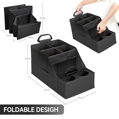 Car Seat Organizer- Backseat Car Organizer with 12 Storages Compartments and 2 Cup Holders, Organizers and Storage, Front Seat for Travel Kids,Black