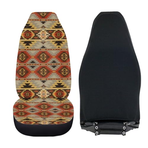 Pehede Car Seat Cover Tribal Abstract Geometric Ethnic Pattern Front for Cars, Easy to Install Cover Set, Accessories Auto Trucks Van SUV,2 Packs - color: Multi36