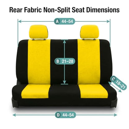 FH Group Universal Solid Bench Car Seat Cover fits Detachable Headrests– Universal Fit for Cars Trucks & SUVs (Yellow/Black) - color: Yellow